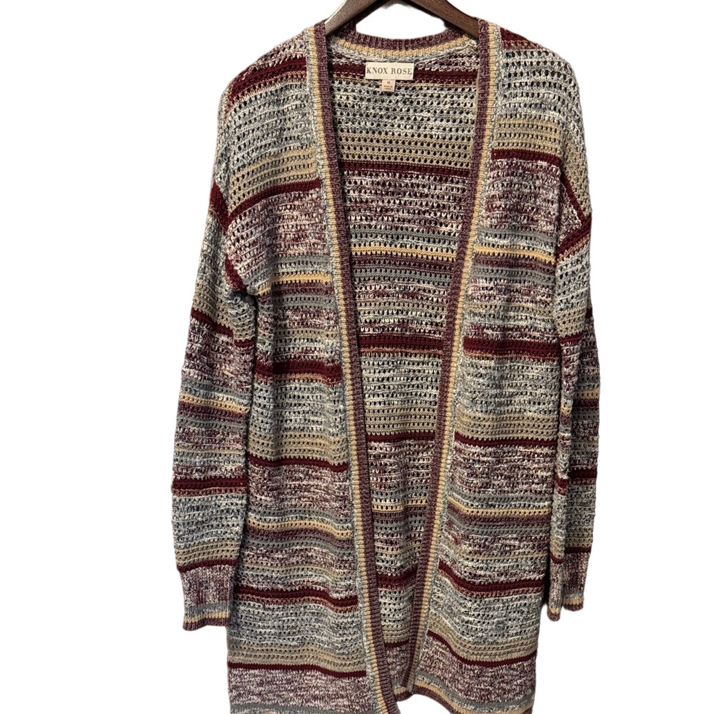 Knox Rose Loose Knit Open Front Cardigan Sweater Size M